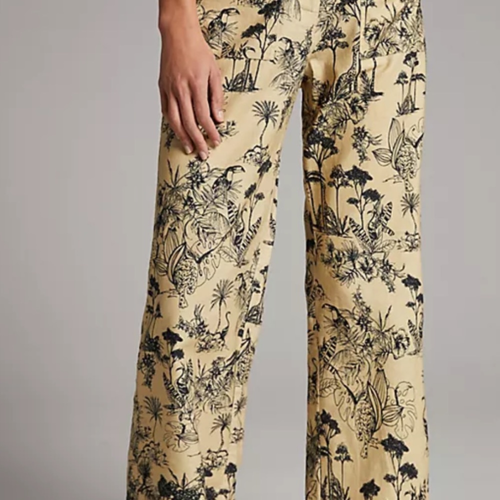Anthropology tan black Corey Lynn Calter Padma Toile Wide leg Pants size L - Picture 4 of 12